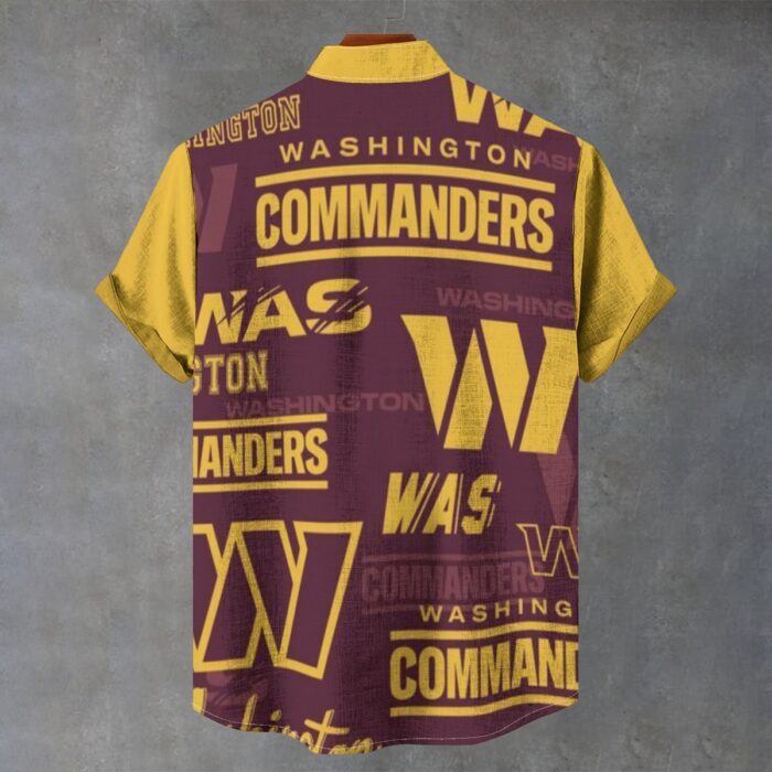 Washington Commanders Men's Stand Collar Shirt|110GSM Imitation Flax - Image 2