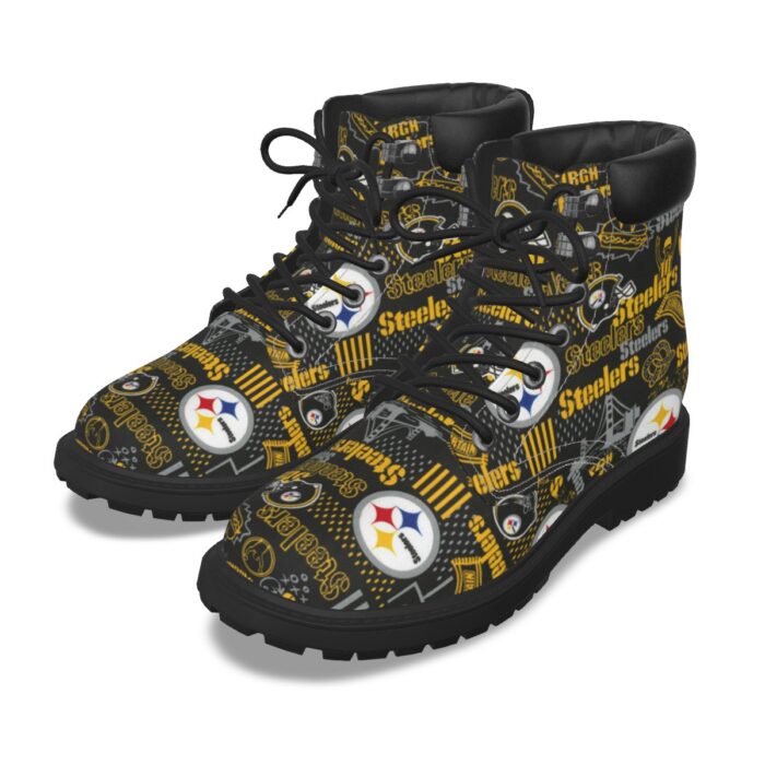 Pittsburgh Steelers Zubaz All-Over Print Men's Short Boots - Image 12