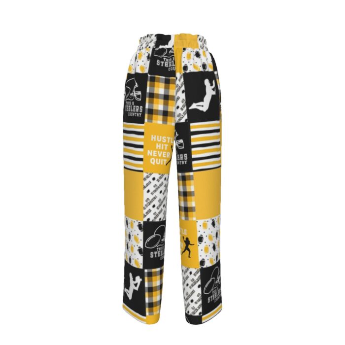 Pittsburgh Steelers All-Over Print Women's Faux Silk Wide-Leg Pants - Image 2