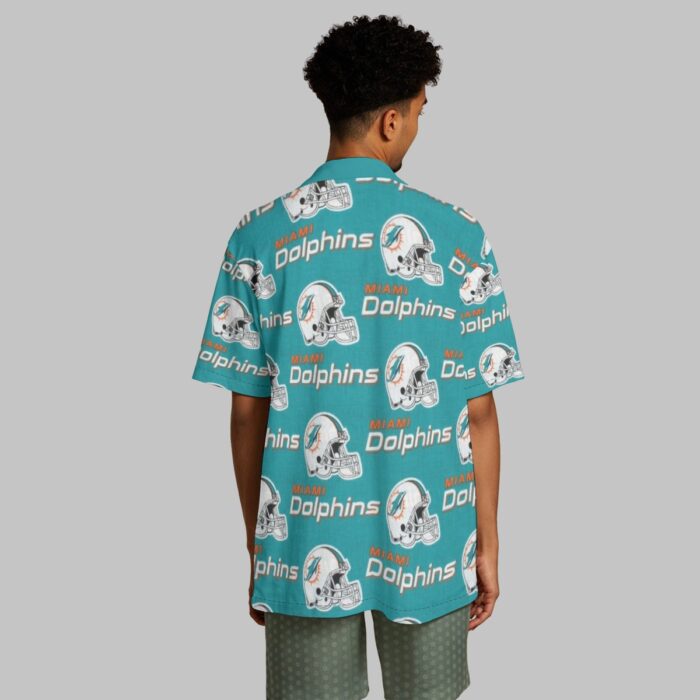 Miami Dolphins Zubaz All-Over Print Men's Hawaiian Shirt With Button Closure - Image 2