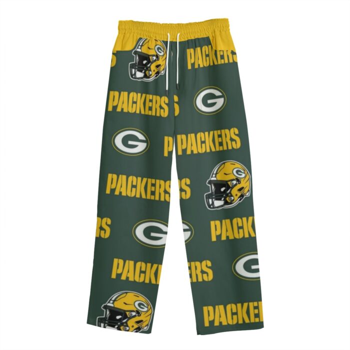 Green Bay Packers All-Over Print Unisex Straight Casual Pants | 245GSM Cotton - Image 4