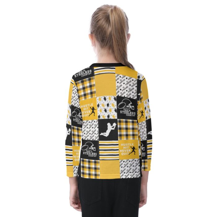 Pittsburgh Steelers Zubaz All-Over Print Kid's O-neck Long Sleeve T-shirt - Image 4