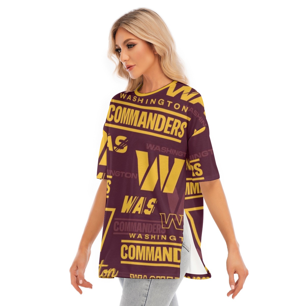 Washington Commanders Women's Short Sleeves T-shirt With Hem Split - Image 4