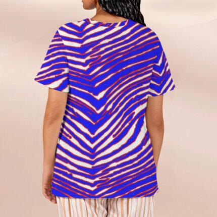 Buffalo Bills Zubaz All-Over Print Women's Loose V-Neck Short-Sleeve T-Shirt