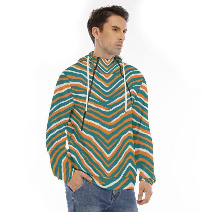 Miami Dolphins Zubaz All-Over Print Men's Hoodie With Placket Double Zipper - Image 3