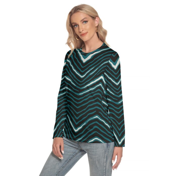 Philadelphia Eagles Zubaz All-Over Print Women's O-neck Long Sleeve T-shirt - Image 3
