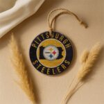Pittsburgh Steelers Zubaz Round Christmas Ceramic Decoration Ornaments - Image 3