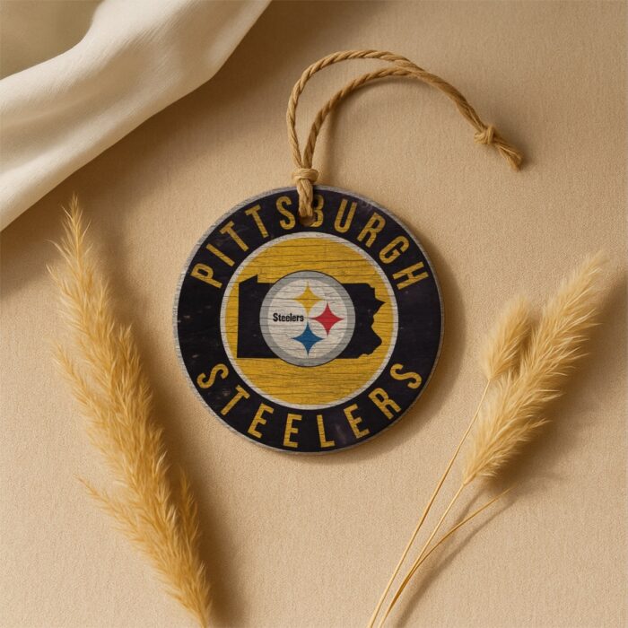 Pittsburgh Steelers Zubaz Round Christmas Ceramic Decoration Ornaments - Image 3