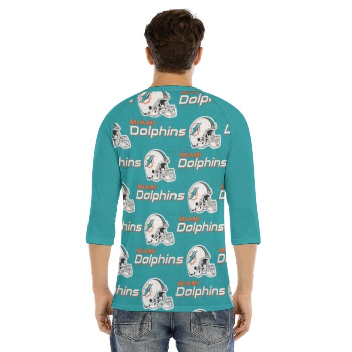 Miami Dolphins Zubaz All-Over Print Men's Bracelet Sleeve T-shirt With Button Closure - Image 4