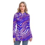 Buffalo Bills Zubaz All-Over Print Women's Long-sleeved Heap-neck Slim Casual Tunic Blouse