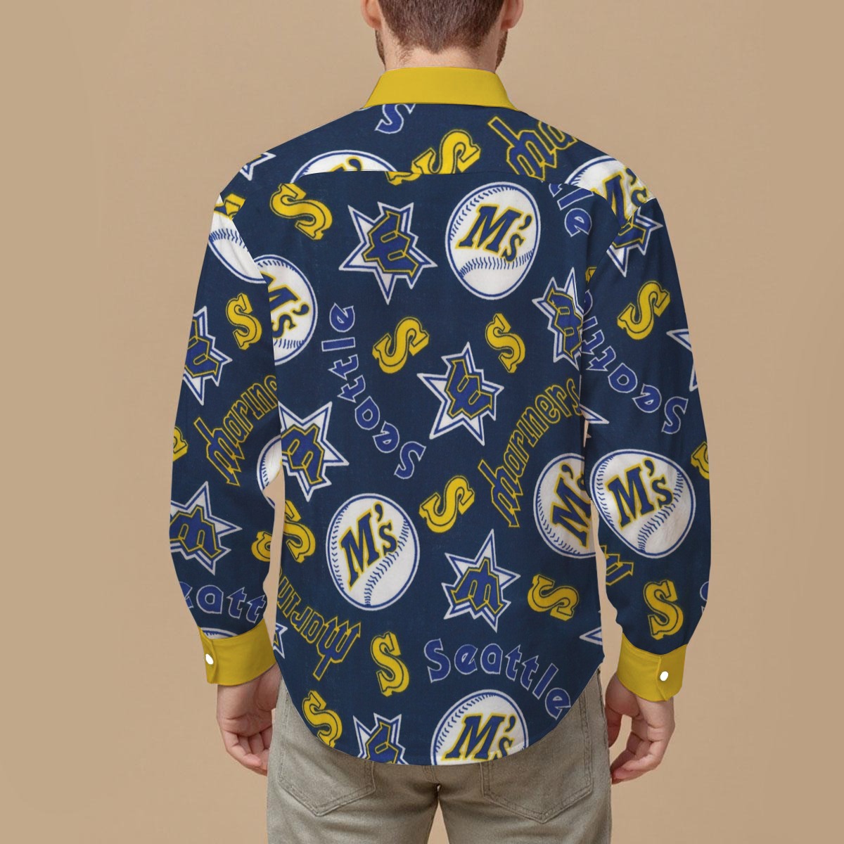 Seattle Mariners Men's Slim Fit Long Sleeve Shirt - Image 2