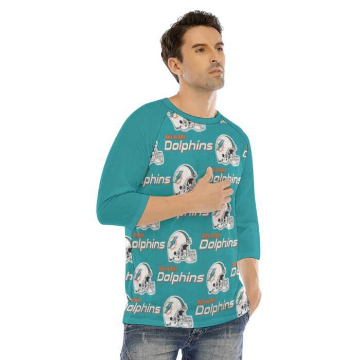 Miami Dolphins Zubaz All-Over Print Men's O-neck Raglan Sleeve T-shirt - Image 1