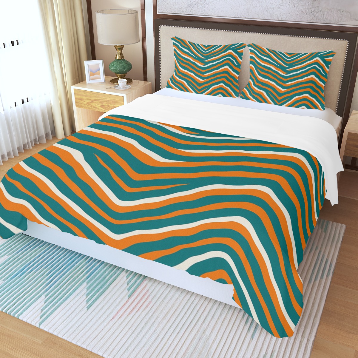 Miami Dolphins Zubaz Three Piece Duvet Bedding Set - Image 4