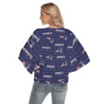 New England Patriots Zubaz All-Over Print Women's Bat Sleeve Light V-neck Front Buttoned Top - Image 2