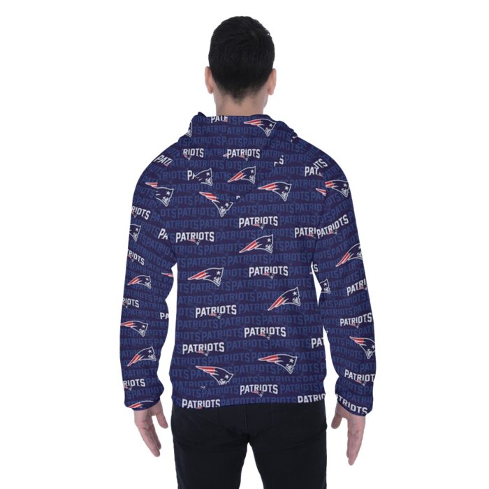 New England Patriots All-Over Print Men's Heavy Fleece Raglan Zip Up Hoodie With Pocket - Image 3