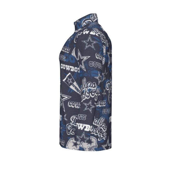 Dallas Cowboys Zubaz All-Over Print Men's Sports Collar Jersey With Long Sleeve| Interlock - Image 5