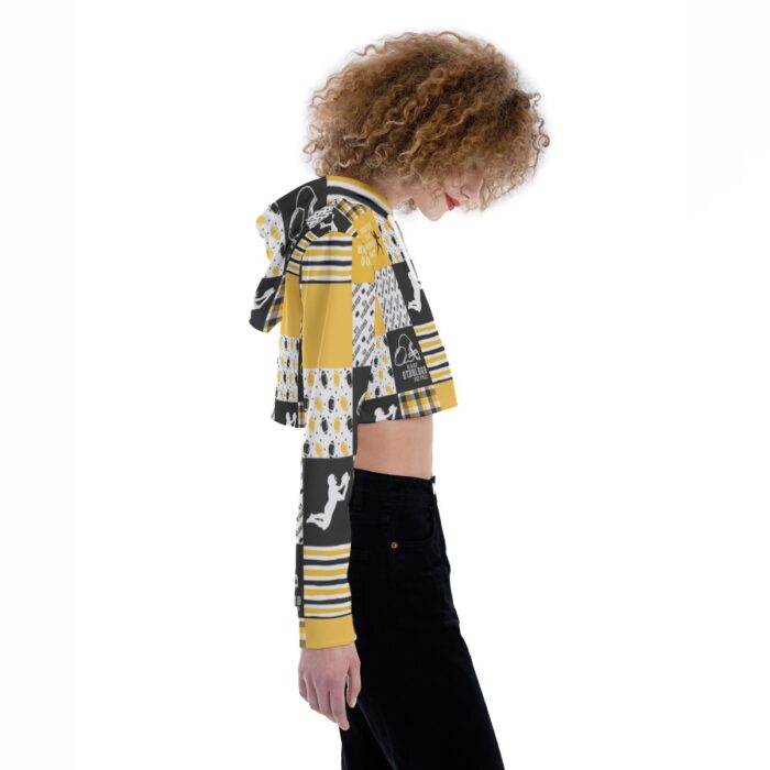 Pittsburgh Steelers Zubaz All-Over Print Women's Crop Top Hoodie - Image 3