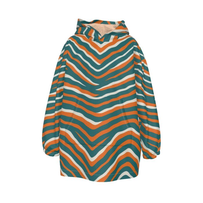 Miami Dolphins Zubaz All-Over Print Kid's Sherpa Fleece Hoodie Blanket - Image 2