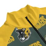 Green Bay Packers All-Over Print Unisex Stand Up Collar Jacket With Raglan Sleeve | 310GSM Cotton - Image 2