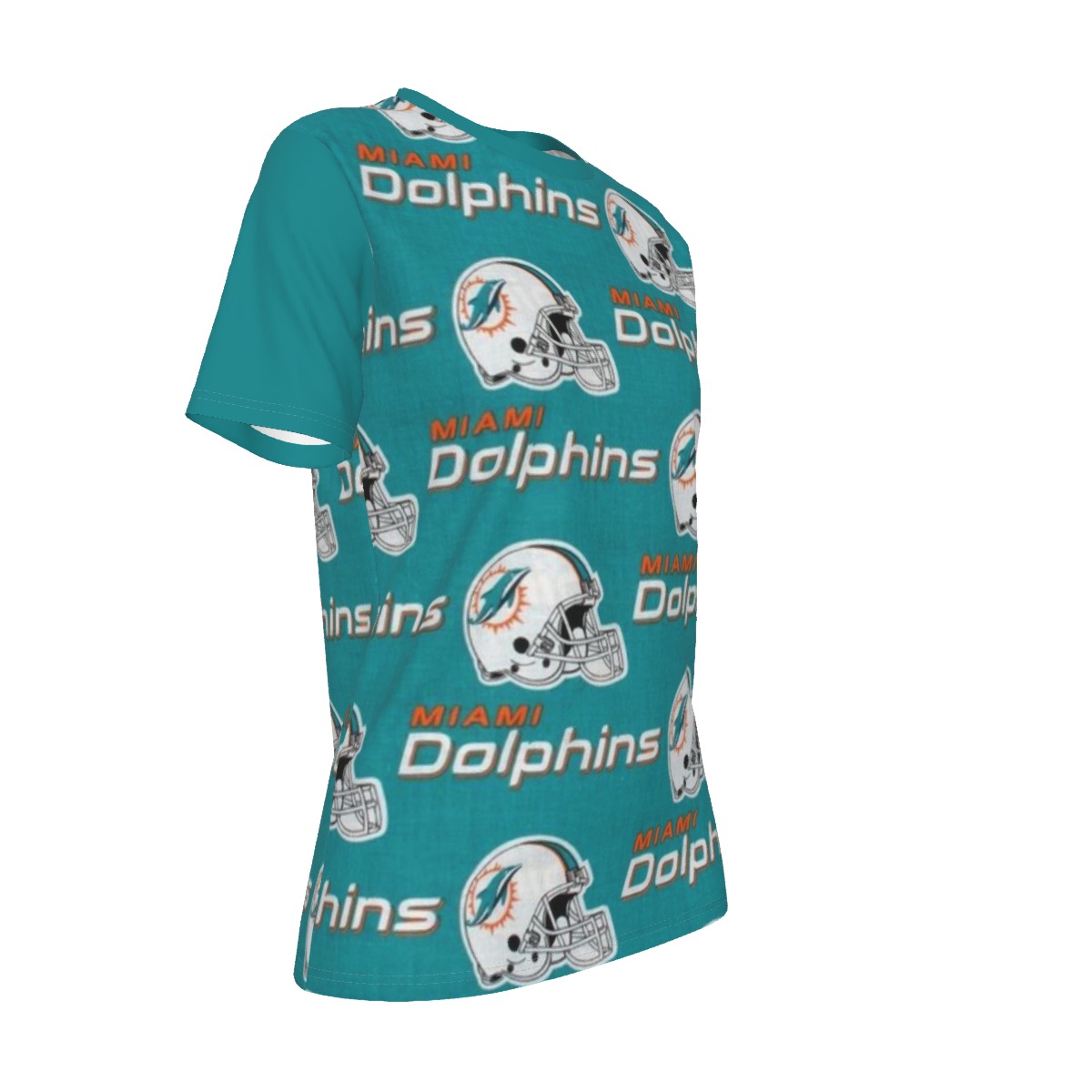 Miami Dolphins Zubaz All-Over Print Women's O-Neck T-Shirt|180 GSM Jersey - Image 3