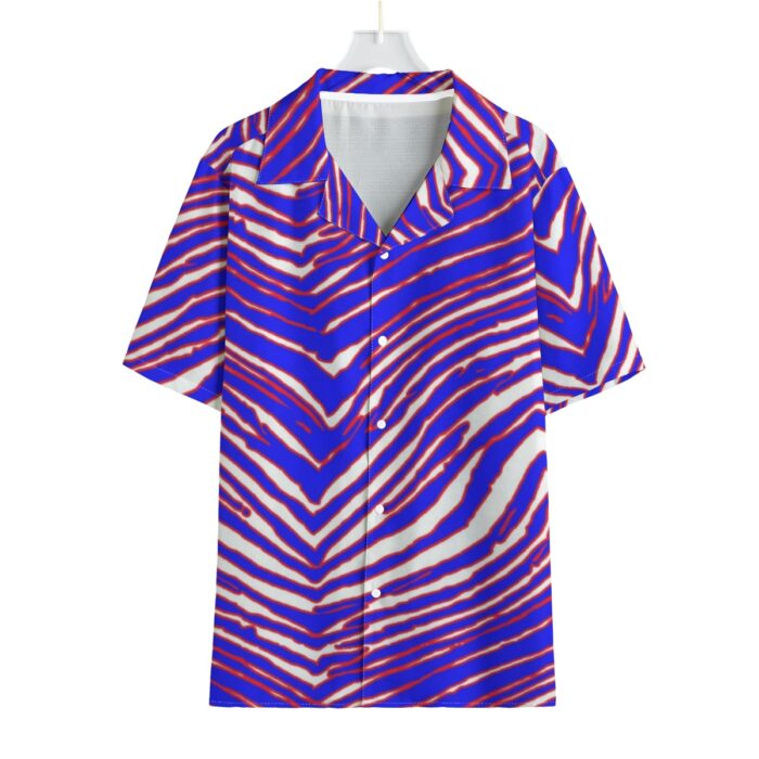 Buffalo Bills Zubaz All-Over Print Men's Faux Linen Hawaiian Shirt - Image 4