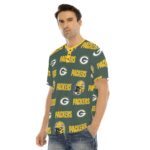 Green Bay Packers All-Over Print Men's Short Sleeve T-shirt With Button Closure