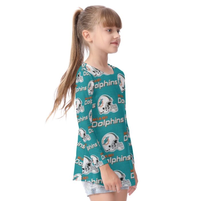 Miami Dolphins Zubaz All-Over Print Kid's Long Sleeve O-neck T-shirt - Image 2