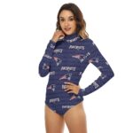 New England Patriots Zubaz All-Over Print Women's Turtleneck Long Sleeve Bodysuit - Image 4