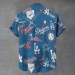 Los Angeles Dodgers Men's Stand Collar Shirt|110GSM Imitation Flax - Image 2