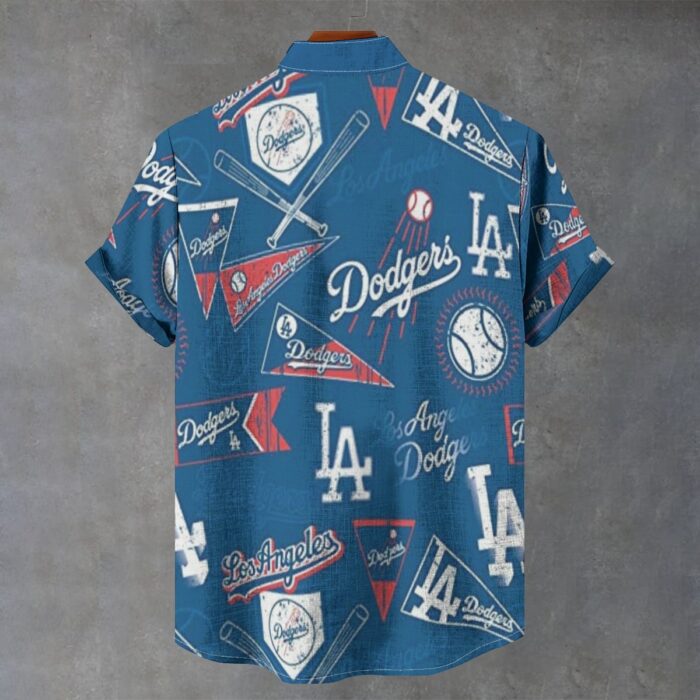 Los Angeles Dodgers Men's Stand Collar Shirt|110GSM Imitation Flax - Image 2