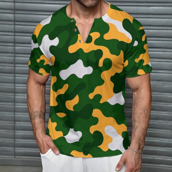 Green Bay Packers All-Over Print Men's Short Sleeve T-Shirt With Sports Collar - Image 2