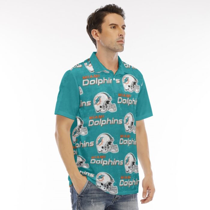 Miami Dolphins Zubaz All-Over Print Men's Polo Shirt | Velvet - Image 4