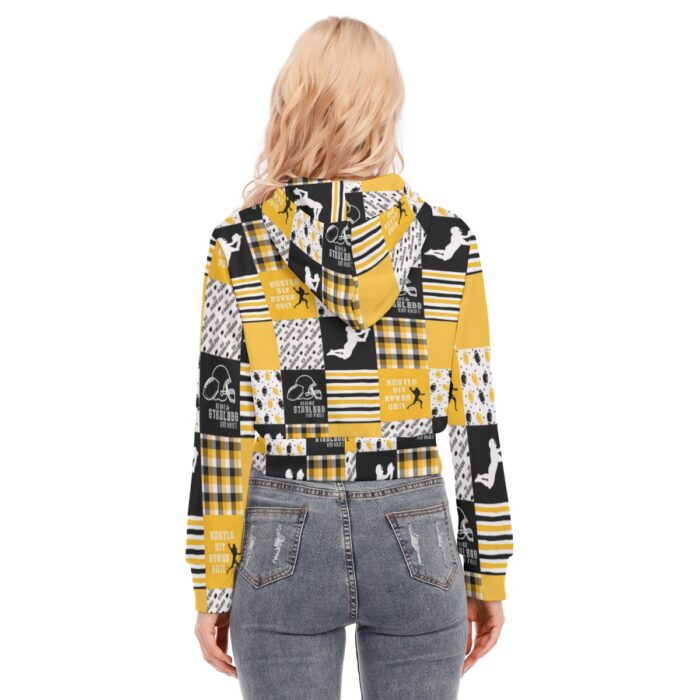 Pittsburgh Steelers Zubaz All-Over Print Women's Crop Top Hoodie With Zipper Closure - Image 3
