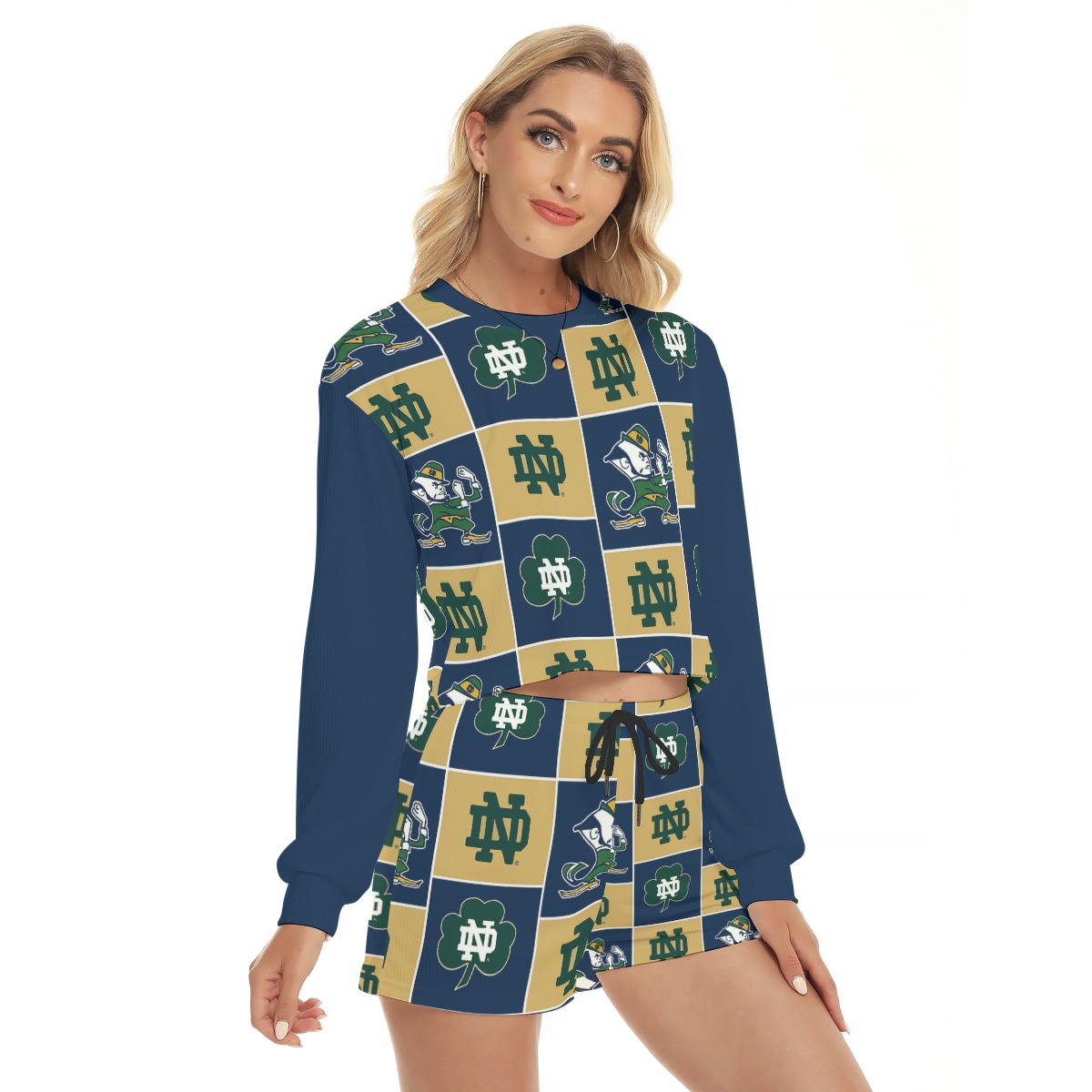 Notre Dame - Fighting Irish Women's Short Sweatshirt And Pants Suit - Image 3