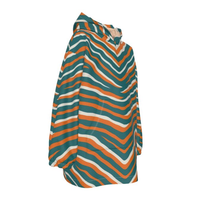 Miami Dolphins Zubaz All-Over Print Kid's Sherpa Fleece Hoodie Blanket - Image 4