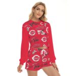 Cincinnati Reds Women's Short Sweatshirt And Pants Suit - Image 3