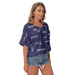 New England Patriots Zubaz All-Over Print Women's Bat Sleeves V-Neck Blouse - Image 4