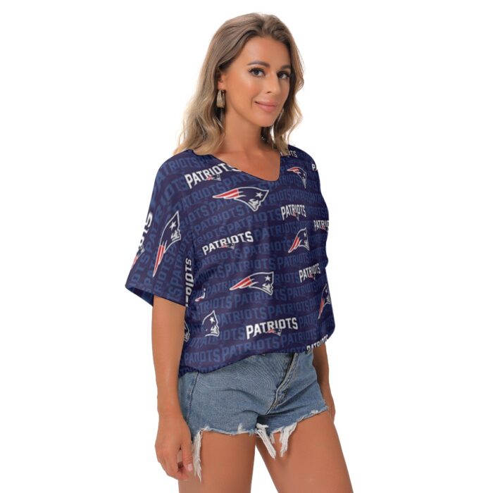 New England Patriots Zubaz All-Over Print Women's Bat Sleeves V-Neck Blouse - Image 4