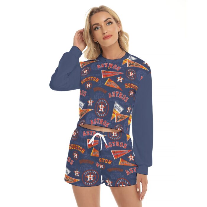 Houston Astros Women's Short Sweatshirt And Pants Suit - Image 1