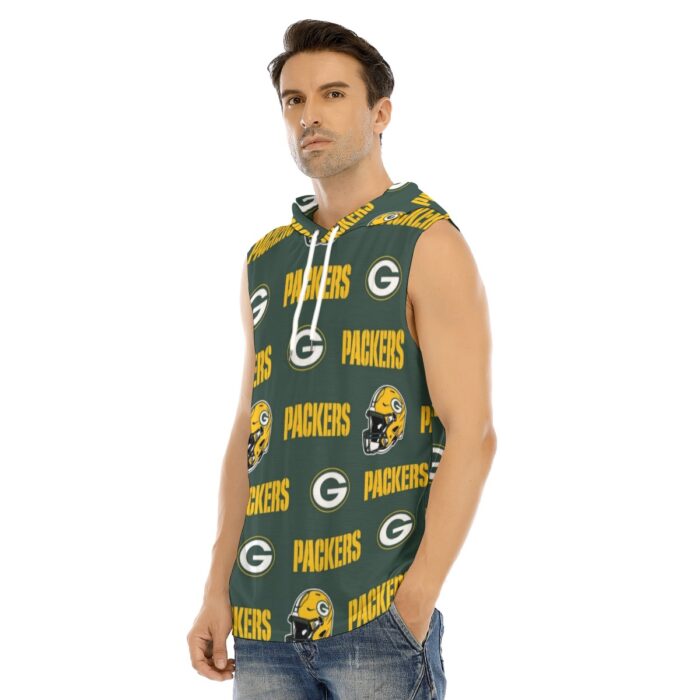 Green Bay Packers All-Over Print Men's Tank Hooded Vest - Image 3