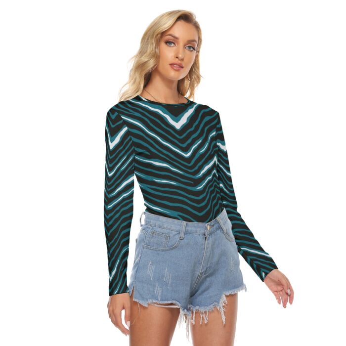 Philadelphia Eagles Zubaz All Over Print Women's Stretchable long Sleeve Top - Image 2