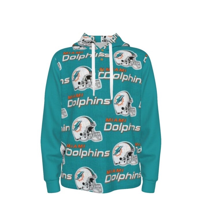 Miami Dolphins Zubaz All-Over Print Men's Half  Button Hoodie - Image 1