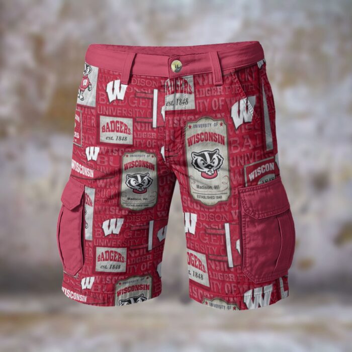Wisconsin Madison Badgers red Cargo Shorts - Image 3
