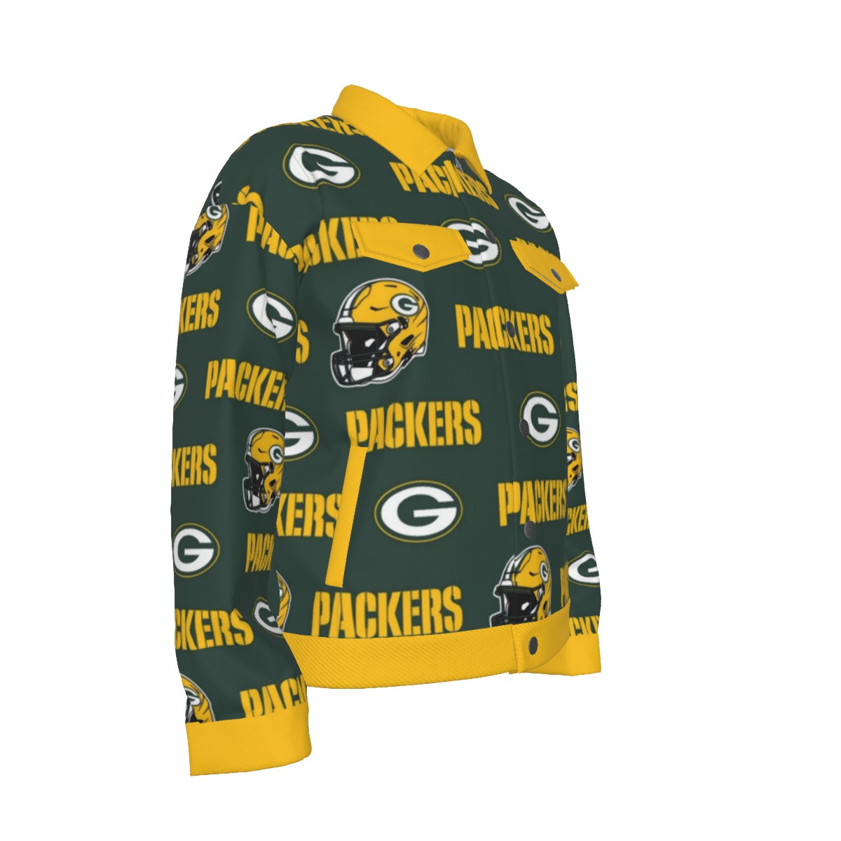 Green Bay Packers All-Over Print Unisex Lapel Jacket | 245GSM Cotton - Image 3