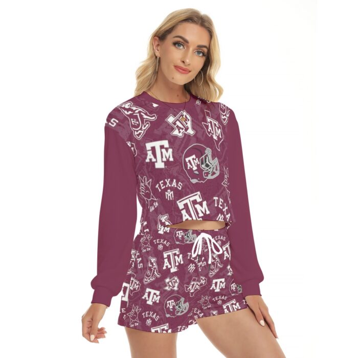 Texas A&M University - Aggies Women's Short Sweatshirt And Pants Suit - Image 3