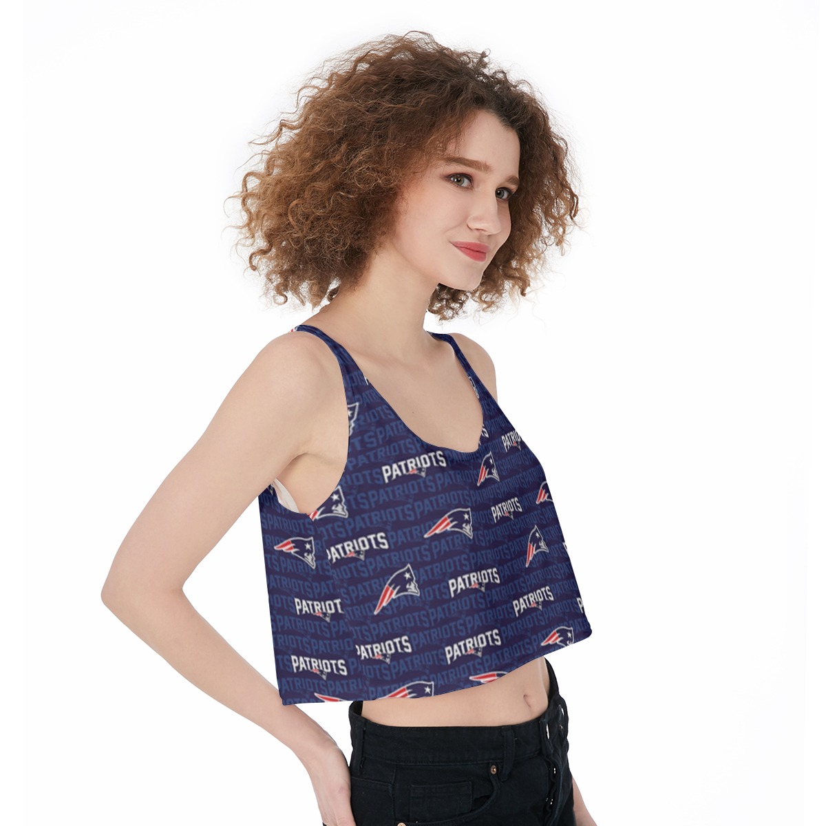 New England Patriots Zubaz All-Over Print Crop-Tank Top - Image 3