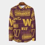 Washington Commanders Men's Stand Collar Shirt With Long Sleeve|110GSM Imitation Flax