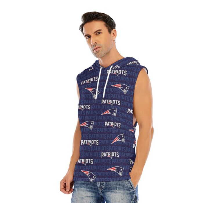 New England Patriots All-Over Print Men’s Sleeveless Pullover Hoodie - Image 4