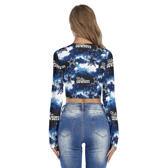 Dallas Cowboys Zubaz All-Over Print Women's Round Neck Crop Top T-Shirt - Image 2