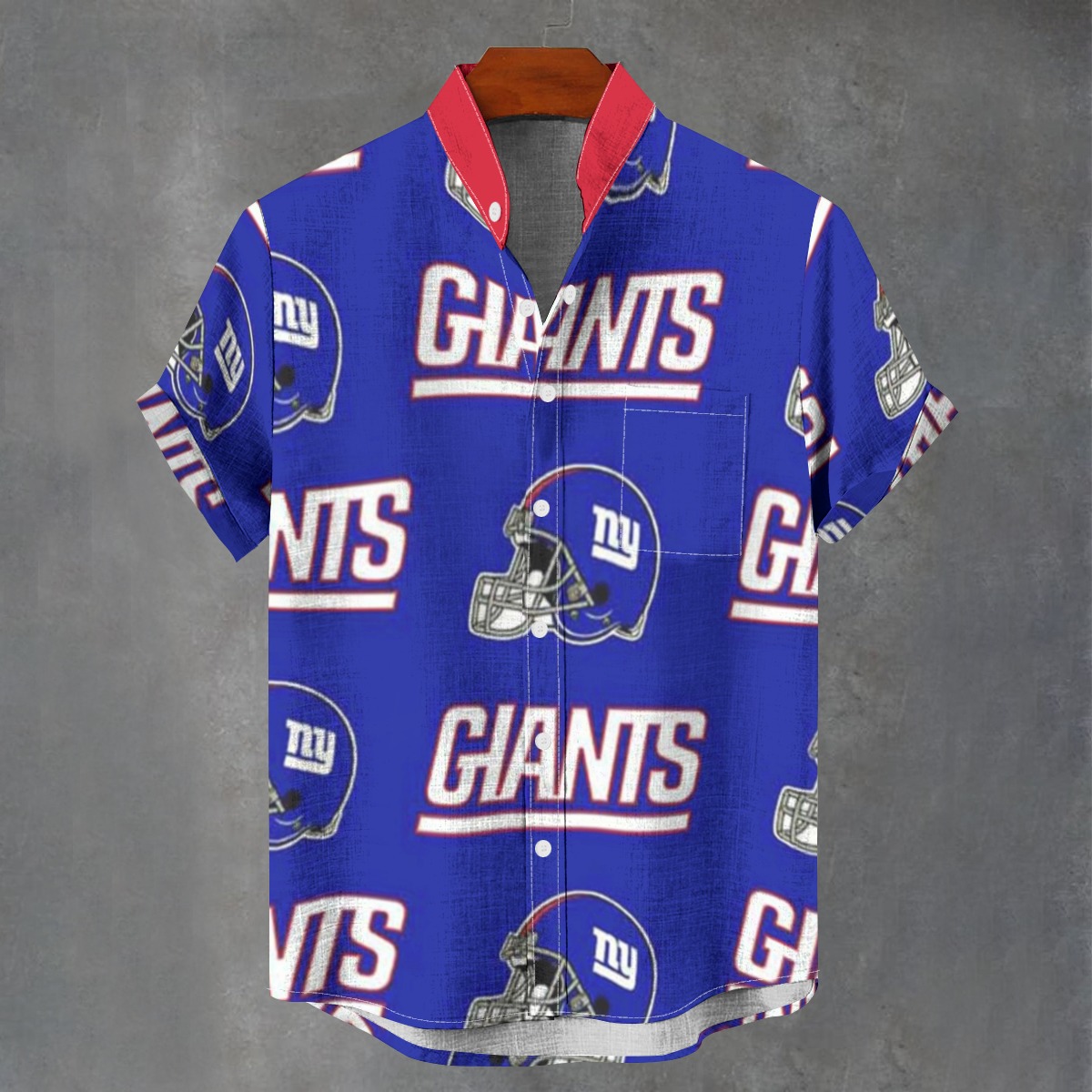 New York Giants Men's Stand Collar Shirt|110GSM Imitation Flax